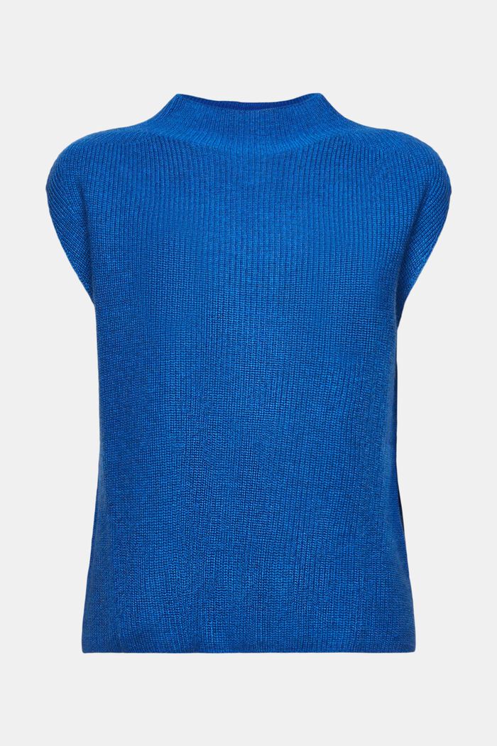 Wool Blend Rib-Knit Vest, BRIGHT BLUE, detail image number 6