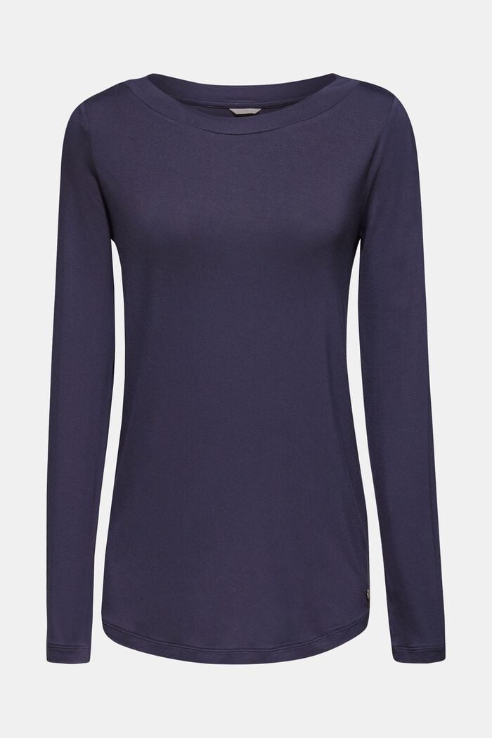 NAVY mix + match stretch long sleeve top, NAVY, detail image number 0