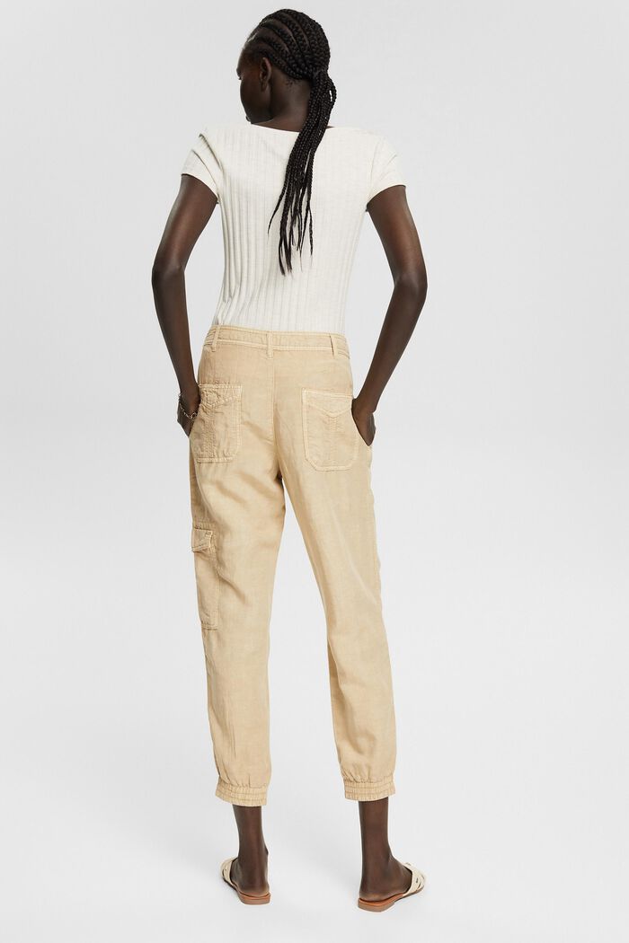 Linen blend: cargo trousers, SAND, detail image number 3