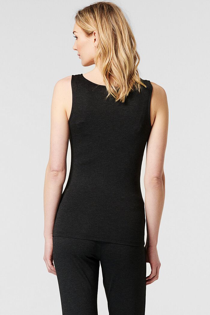 LENZING™ ECOVERO™ sleeveless top with a button placket, ANTHRACITE MELANGE, detail image number 2