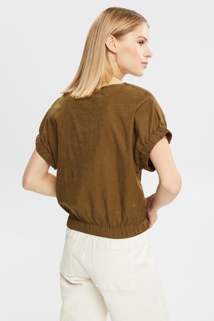 Made of blended linen: blouse, BROWN, detail image number 4