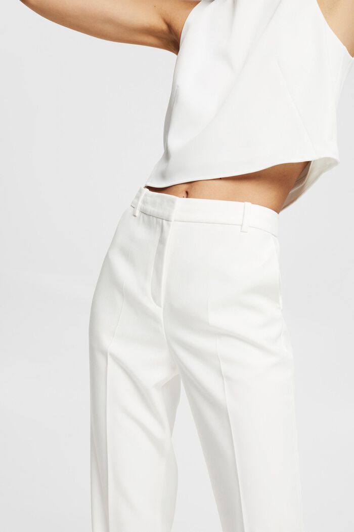 Trousers with pressed pleats, OFF WHITE, detail image number 2