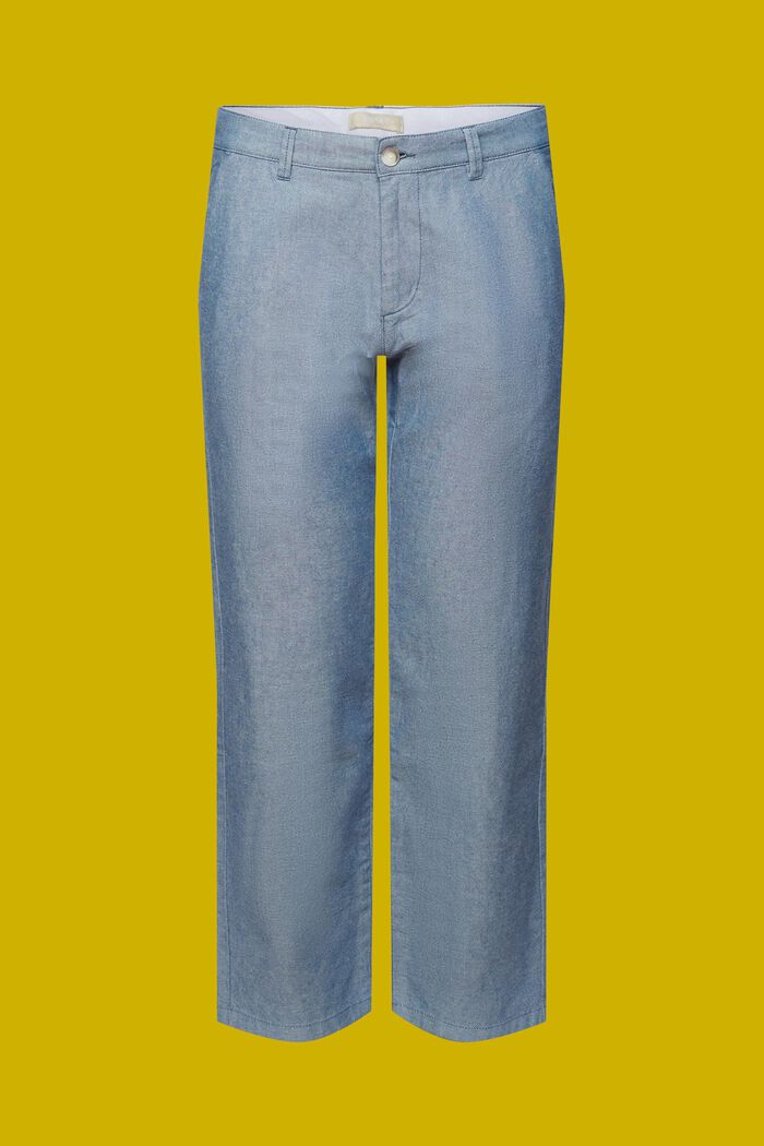 Structured chino trousers, 100% cotton, BLUE, detail image number 7