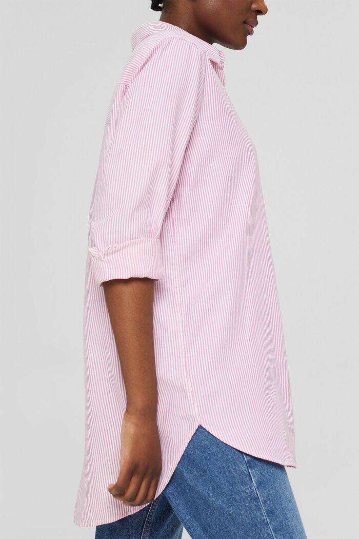 Striped shirt blouse in organic cotton, PINK FUCHSIA, detail image number 2