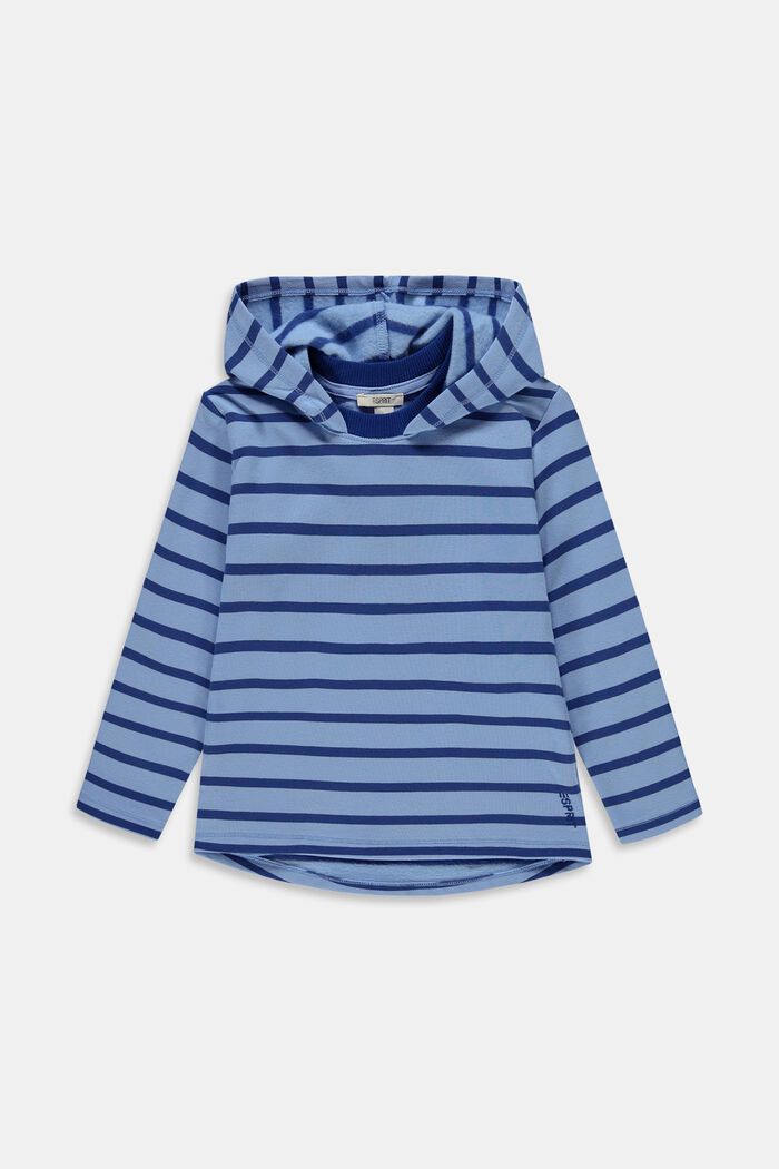 Striped cotton hoodie, BRIGHT BLUE, overview