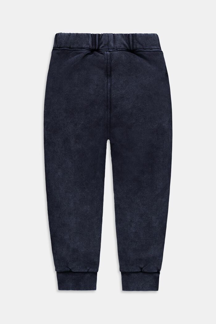 Tracksuit bottoms with a washed finish, 100% cotton, BLUE DARK WASHED, detail image number 1