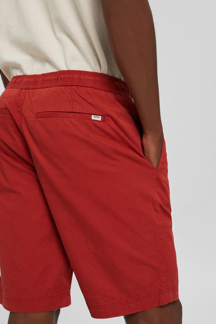 Shorts with elasticated waistband, 100% cotton, RED, detail image number 5