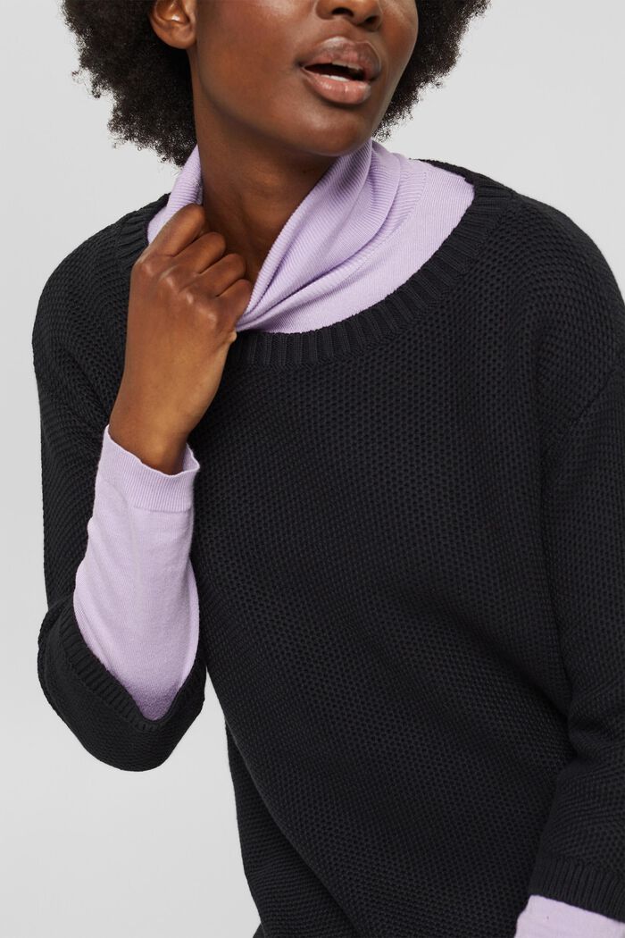 Basic jumper in 100% cotton, BLACK, detail image number 2