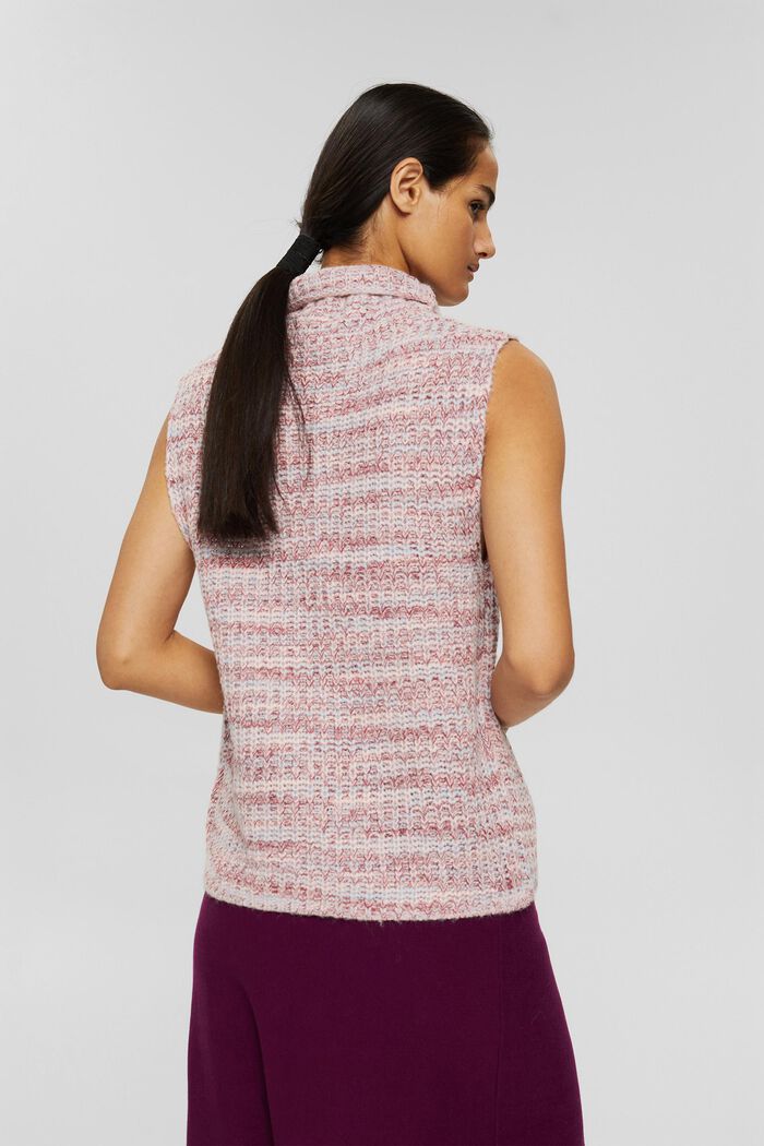 Wool blend: polo neck sleeveless jumper, GARNET RED, detail image number 3