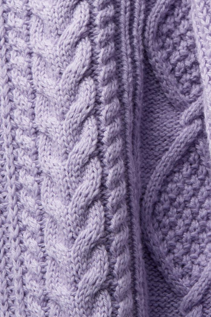 Cable Knit Turtleneck Sweater, LAVENDER, detail image number 5
