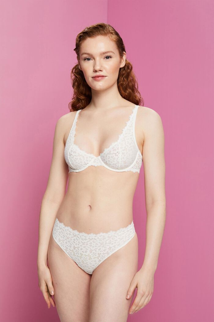 Floral Lace Bra, OFF WHITE, detail image number 0