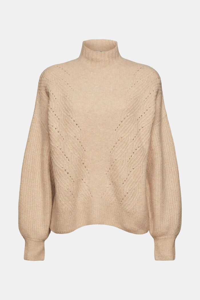Wool blend: stand-up collar jumper, SAND, detail image number 6
