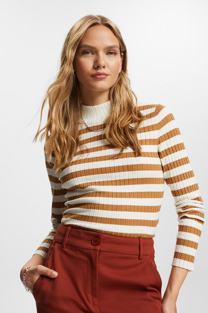 Striped rib-knit jumper