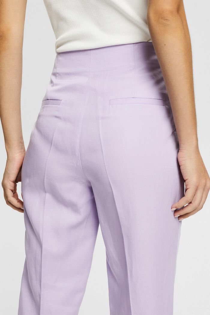 Linen blend: trousers with waist pleats, LAVENDER, detail image number 2