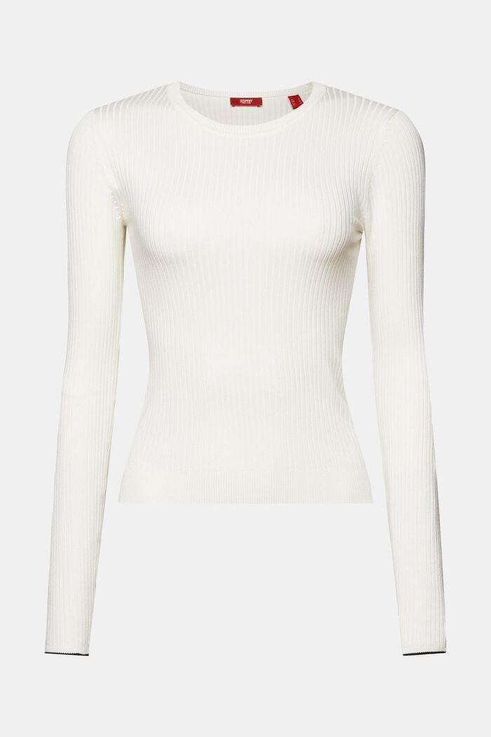 Striped Rib-Knit Top, OFF WHITE, detail image number 6