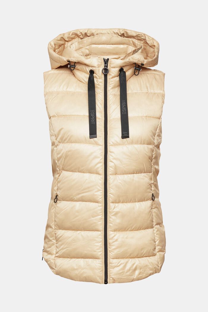 Quilted body warmer with detachable hood, CREAM BEIGE, detail image number 1