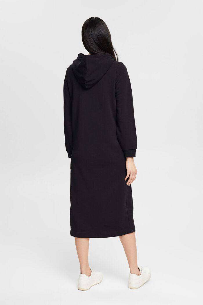 Made of recycled material: sweatshirt dress with a hood, BLACK, detail image number 2
