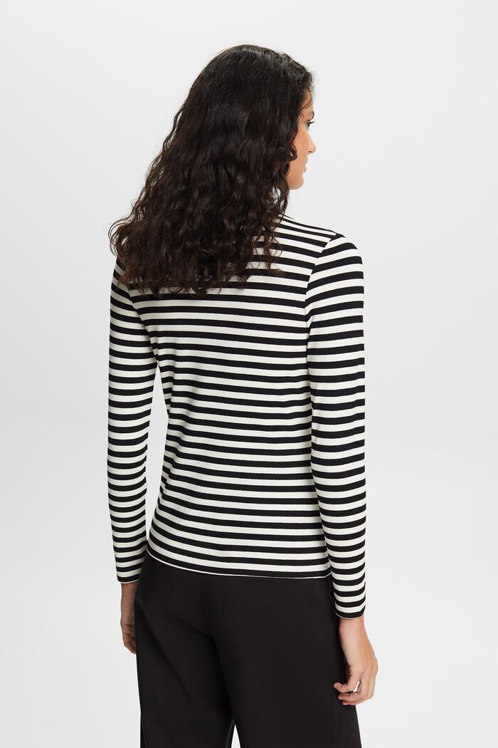 Striped Long Sleeve Turtleneck, BLACK, detail image number 4