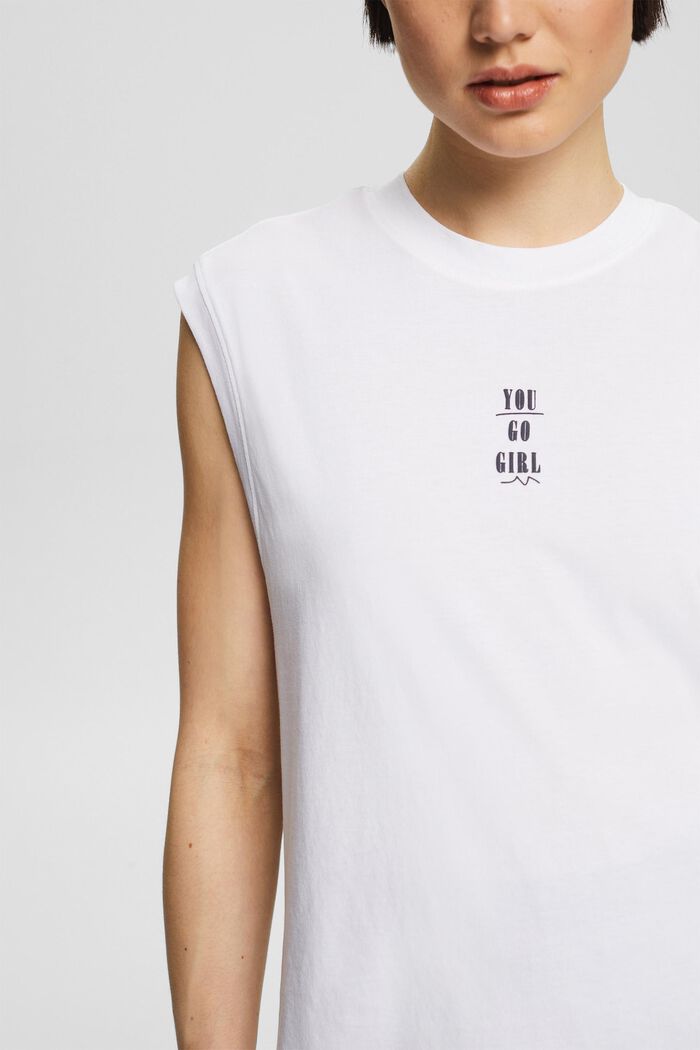 Sleeveless top with printed lettering, WHITE, detail image number 2