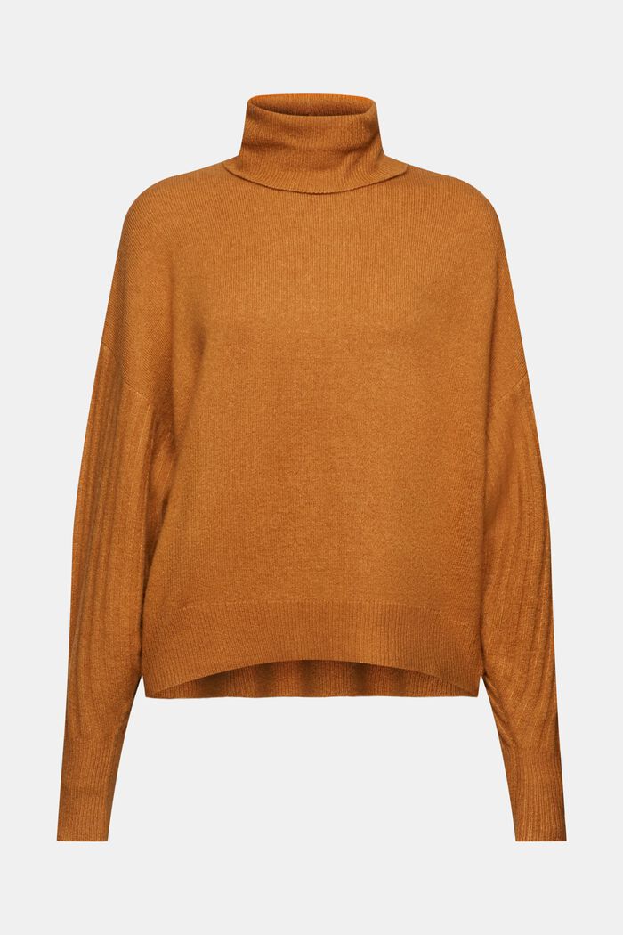Wool Blend Turtleneck Sweater, CARAMEL, detail image number 7