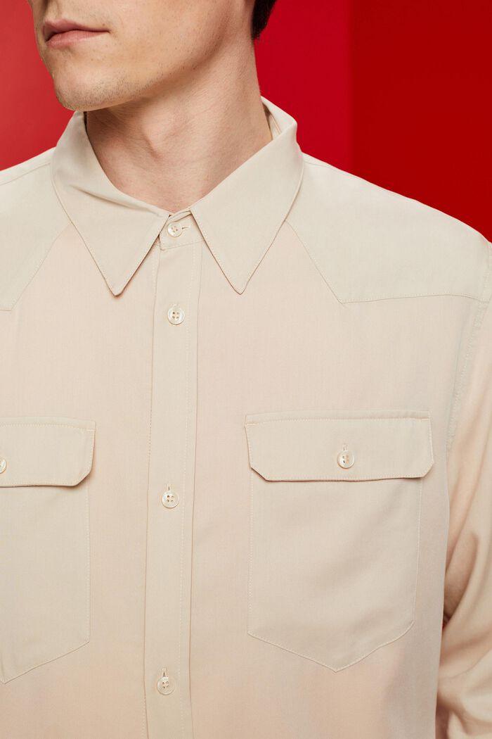 Fluid lyocell shirt, LIGHT TAUPE, detail image number 2
