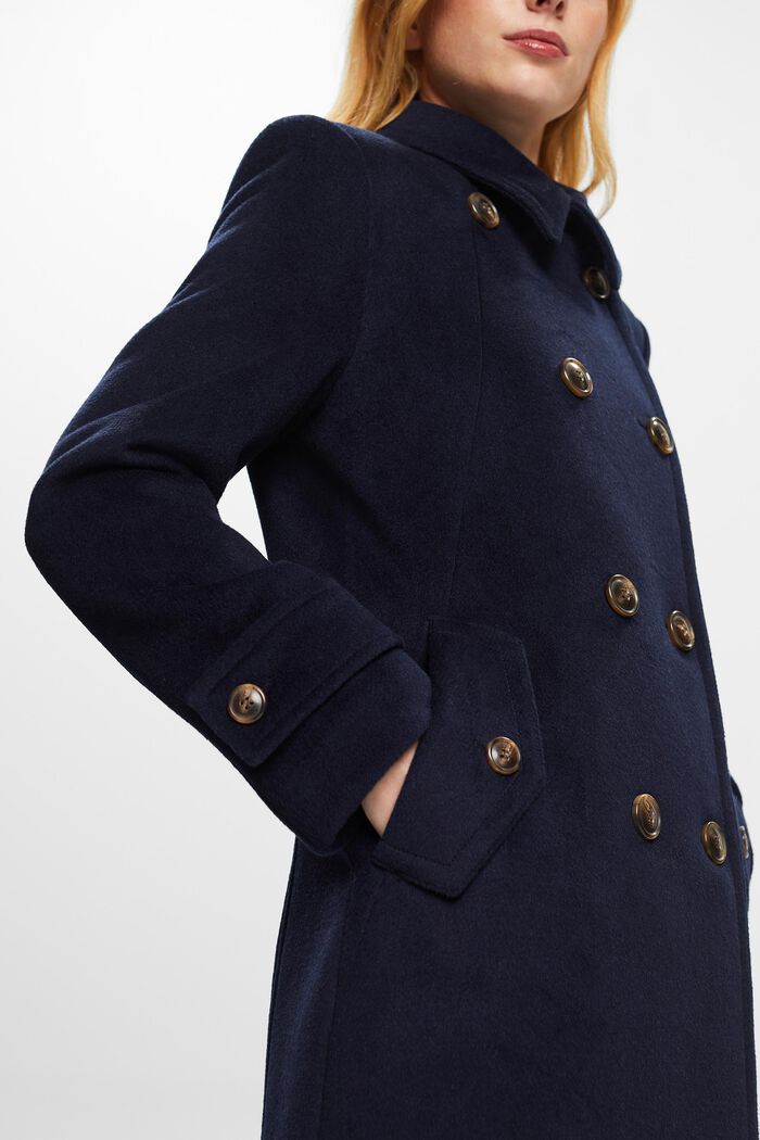 Recycled: wool blend coat, NAVY, detail image number 4