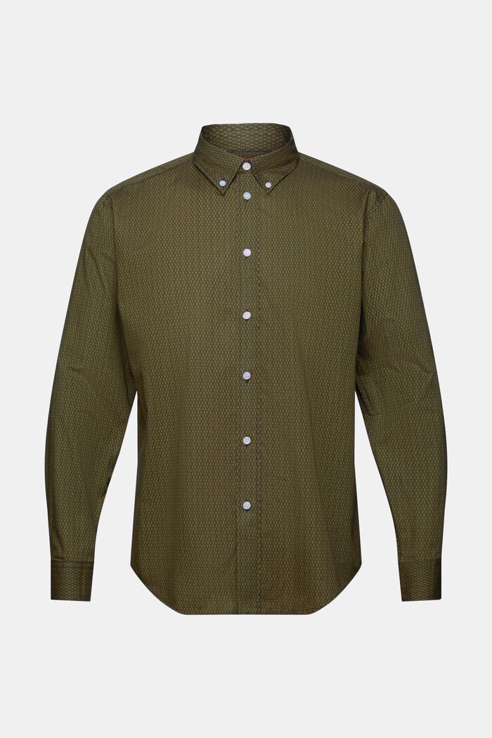 Printed Relaxed Fit Cotton Shirt, DARK KHAKI, detail image number 6