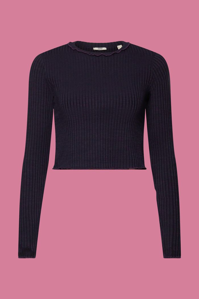 Cropped fit long-sleeved top, NAVY, detail image number 6