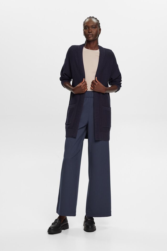 Open longline cardigan, 100% cotton, NAVY, detail image number 4