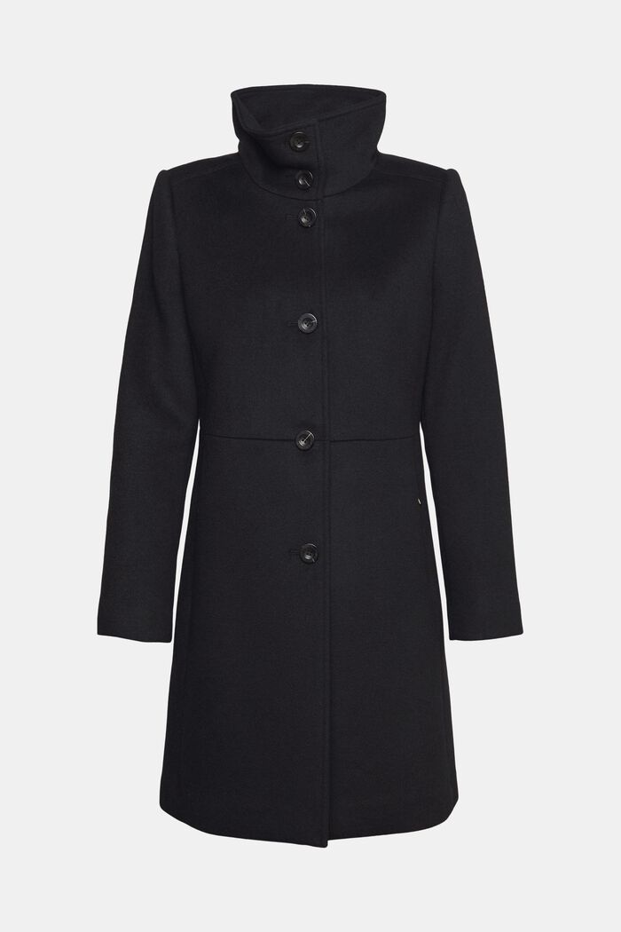 Wool blend coat, BLACK, detail image number 2