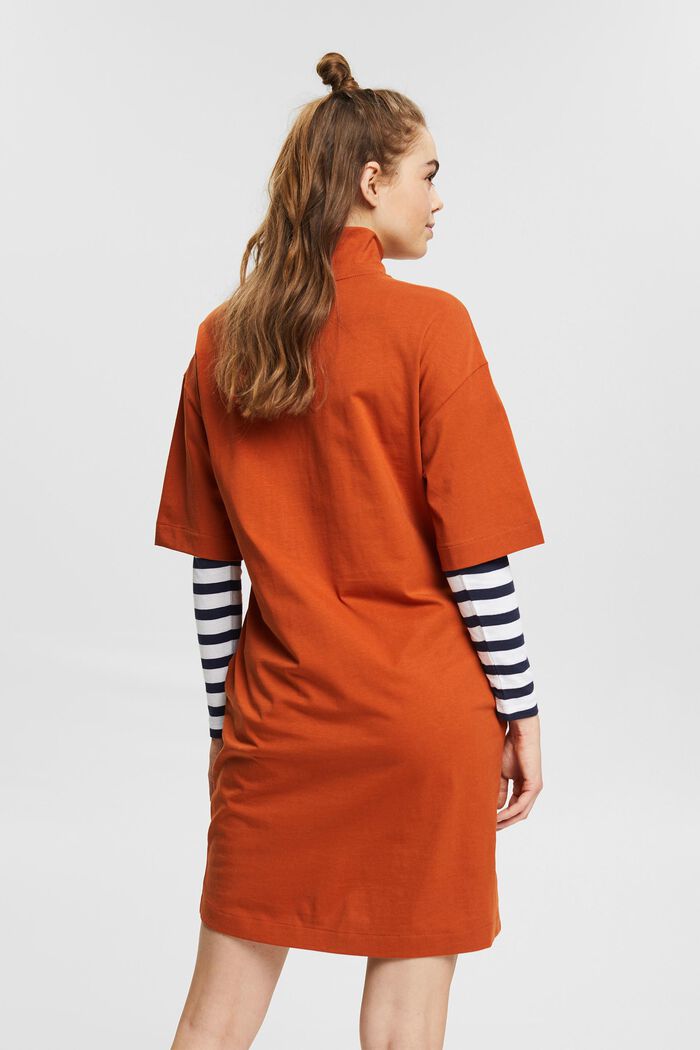 Jersey dress with a zip, organic cotton, TOFFEE, detail image number 2