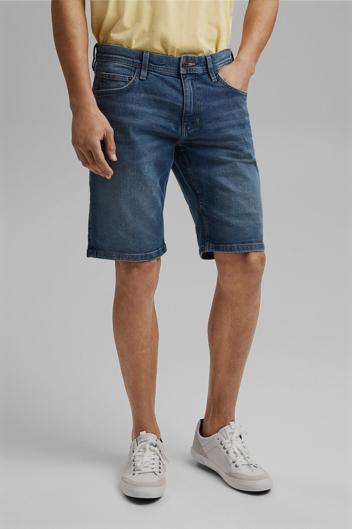 Organic cotton denim shorts, BLUE MEDIUM WASHED, detail image number 0