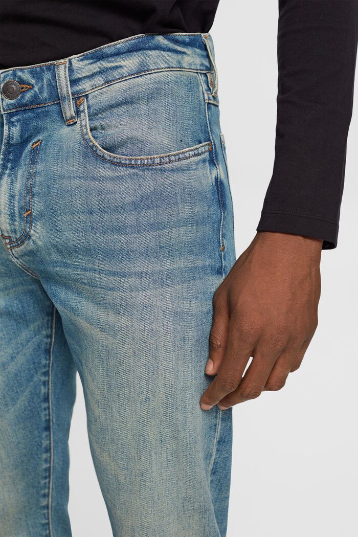 Stonewashed slim fit jeans, organic cotton, BLUE MEDIUM WASHED, detail image number 3