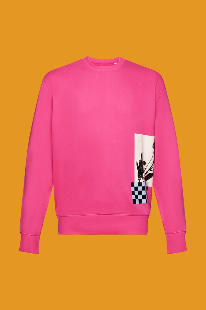 Crewneck sweatshirt with print, 100% cotton, PINK FUCHSIA, detail image number 6