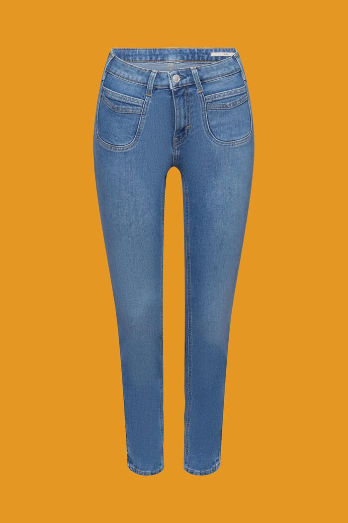 High-rise slim fit jeans, BLUE LIGHT WASHED, detail image number 5