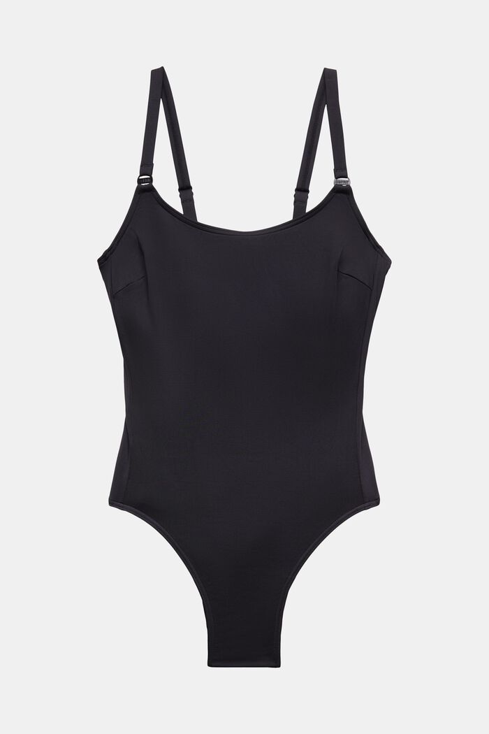 Made of recycled material: unpadded swimsuit with underwiring, BLACK, detail image number 5