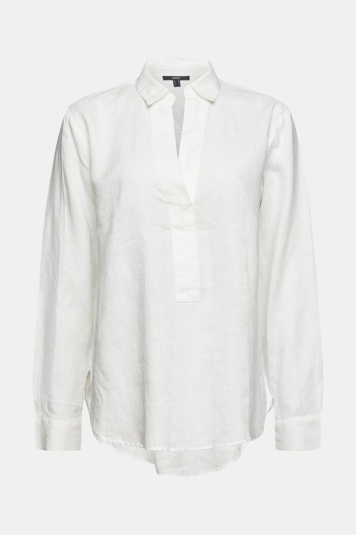 Blouse made of 100% linen, WHITE, detail image number 5
