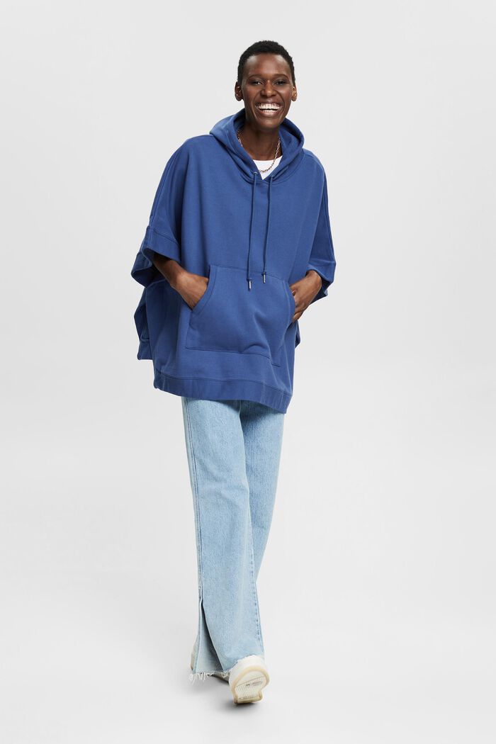 Hooded sweatshirt fabric poncho
