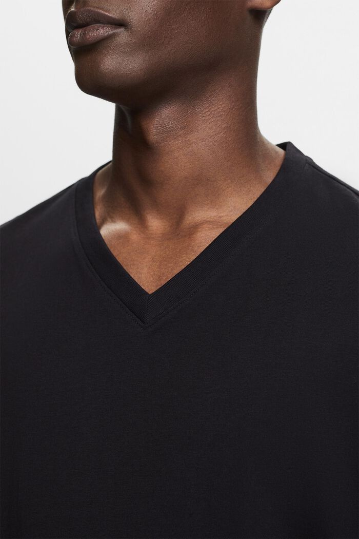 Organic Cotton V-Neck T-Shirt, BLACK, detail image number 3