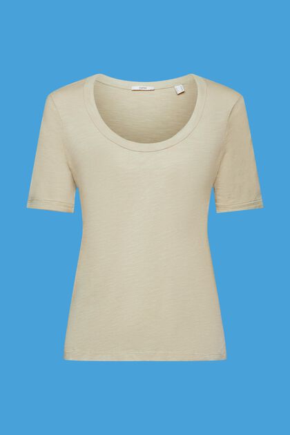 Cotton T-shirt with scoop neckline