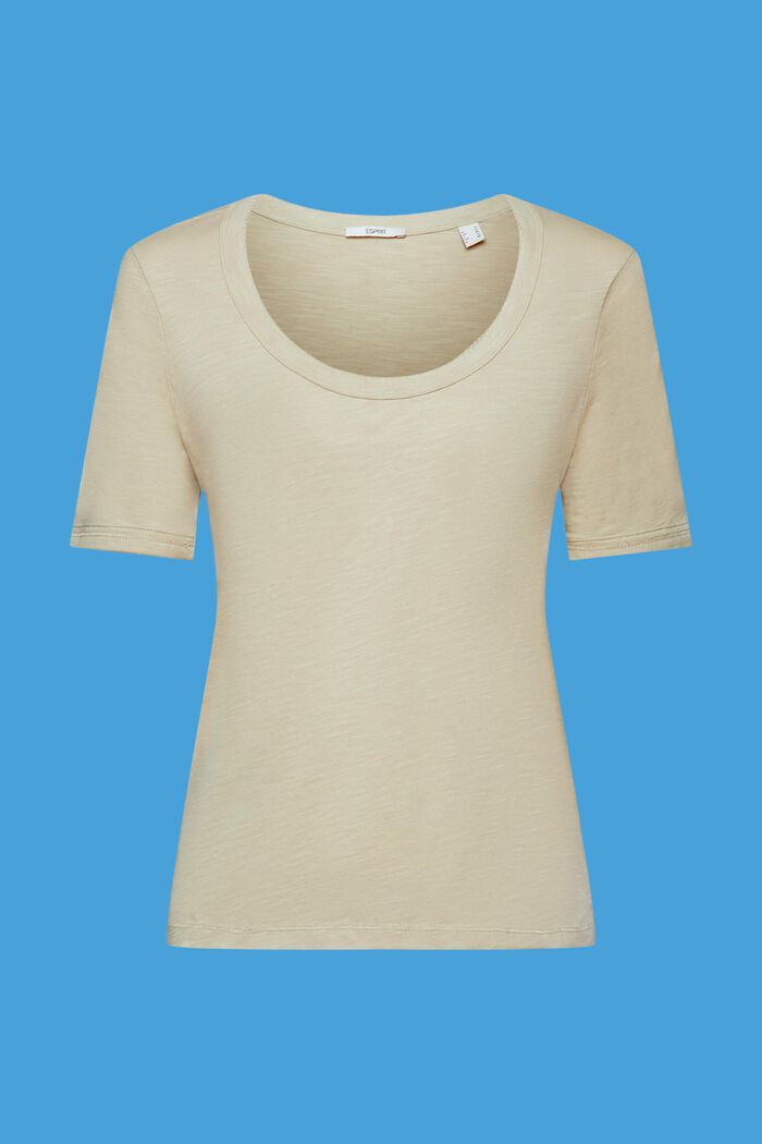 Cotton T-shirt with scoop neckline, DUSTY GREEN, detail image number 5