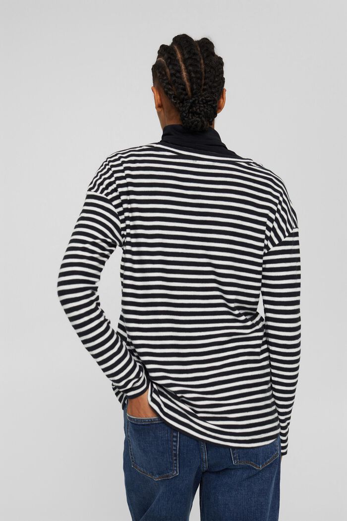 Striped long sleeve top in 100% organic cotton, BLACK, detail image number 3