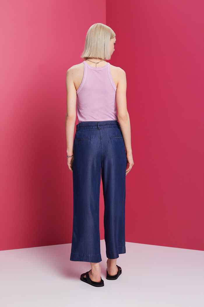 Cropped wide leg trousers, TENCEL™, BLUE DARK WASHED, detail image number 3
