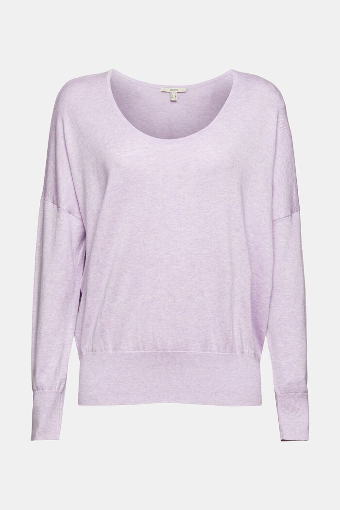 Knitted cotton jumper, LILAC, overview
