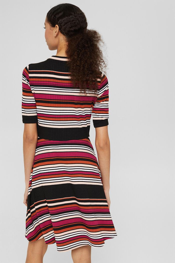 Ribbed jersey dress with stripes, BLACK, detail image number 4