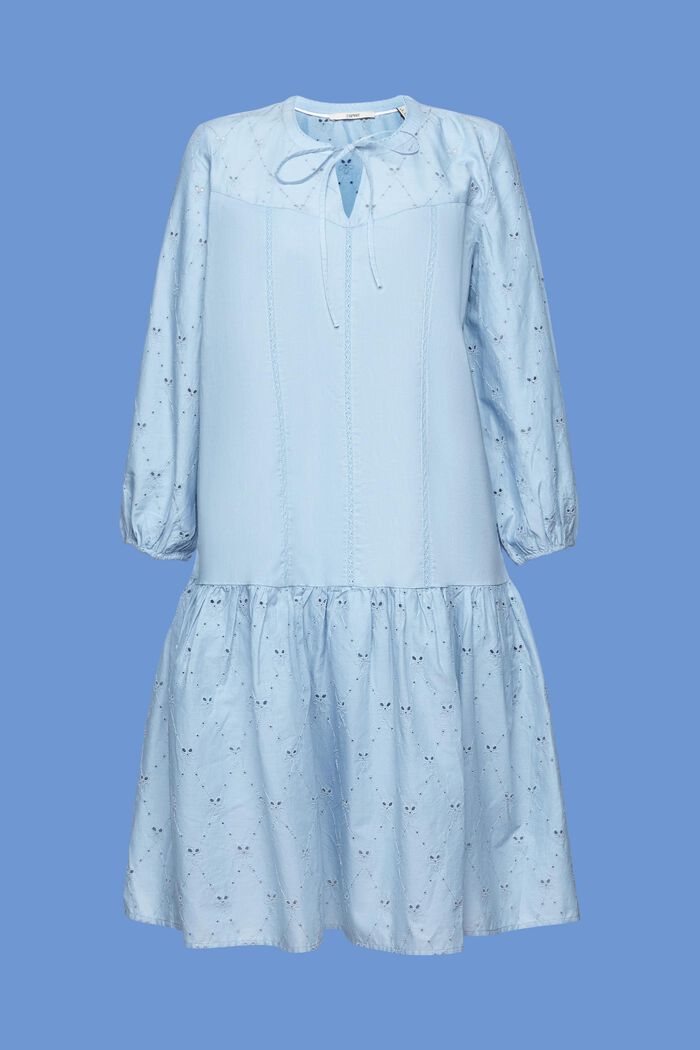 Embroidered dress, 100% cotton, LIGHT BLUE LAVENDER, detail image number 5