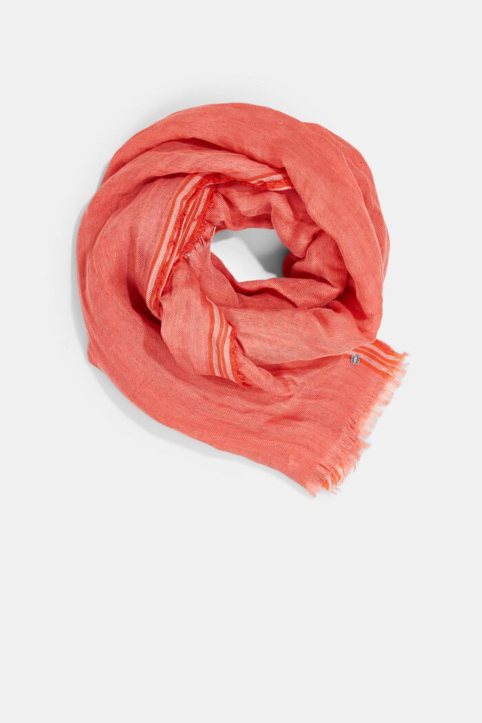 Blended linen scarf, CORAL, detail image number 0
