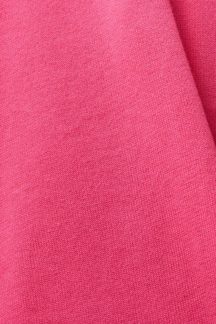 Cotton Crewneck Sweater, PINK FUCHSIA, detail image number 5