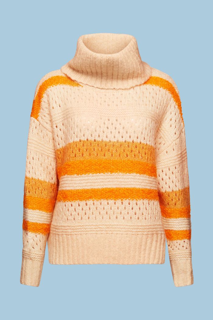 Striped Rollneck Sweater, GOLDEN ORANGE, detail image number 6