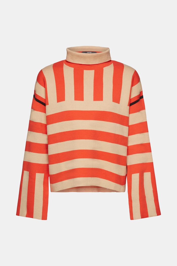 Mixed stripe knit jumper with roll neck, SAND, detail image number 6